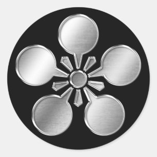 Maeda Clan Kamon Silver Chrome Classic Round Sticker