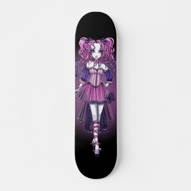 "Maegan" Gothic Pink Couture Fairy Skateboard (Front)