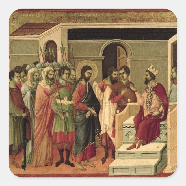Maesta: Jesus before Herod, 1308-11 Square Sticker (Front)