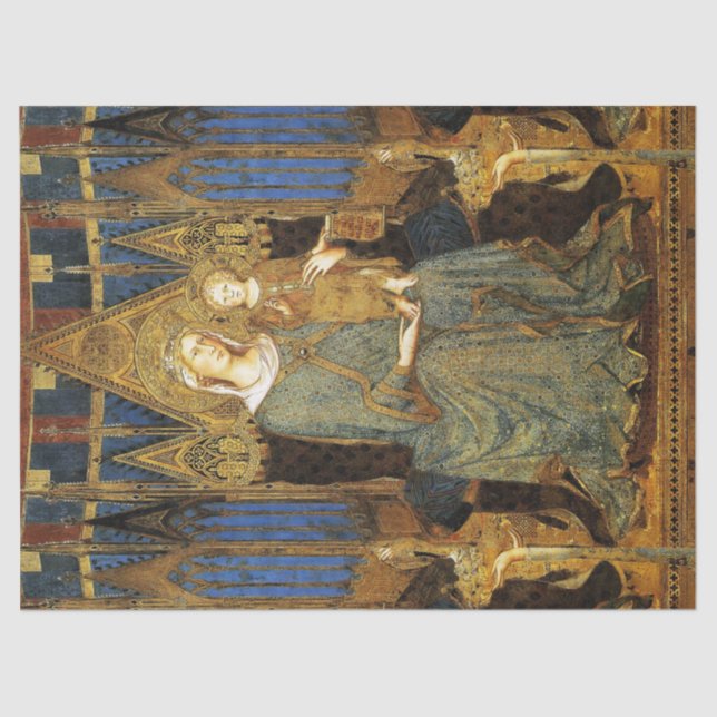 MAESTA,VIRGIN AND CHILD,Blue Gold Yellow Christmas Tissue Paper (Front)
