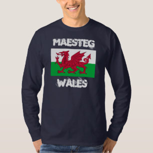 Maesteg, Wales with Welsh flag T-Shirt