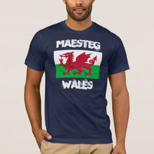 Maesteg, Wales with Welsh flag T-Shirt