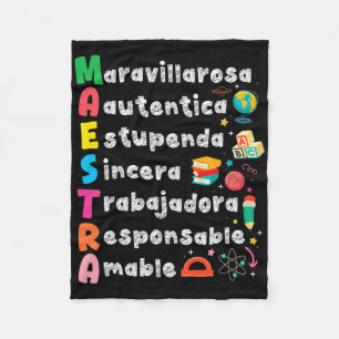 Maestra Acronym Spanish Teacher Back To School Lat Fleece Blanket