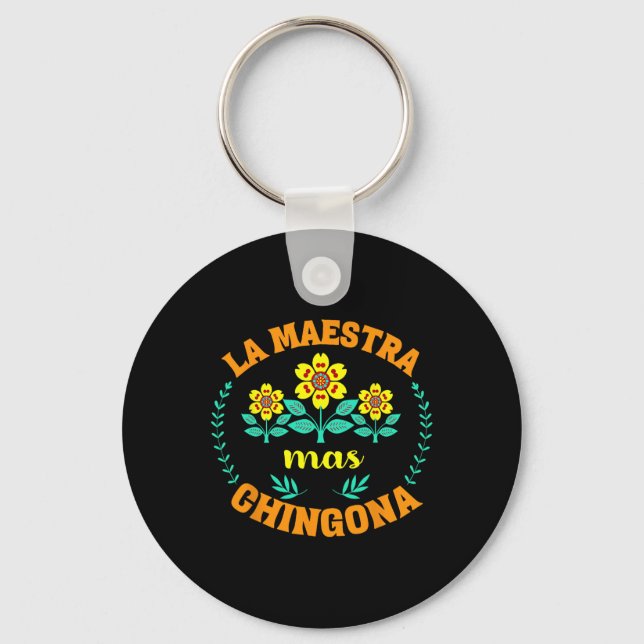 Maestra Bilingue Back To School Spanish Teacher Bi Key Ring (Front)