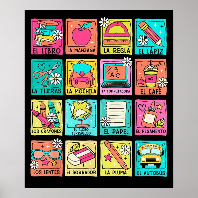 Maestra Bilingue Back To School Spanish Teacher Poster (Front)