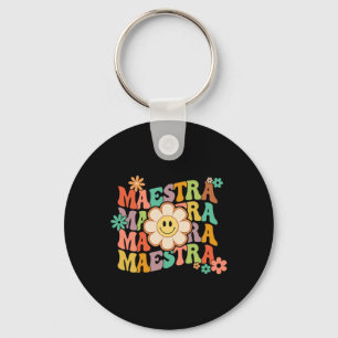 Maestra Cute Daisy Flower Spanish Teacher Bilingua Key Ring