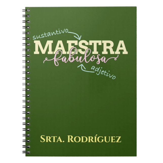 Maestra Fabulosa Personalised Spanish Teacher Notebook (Front)