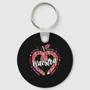 Maestra Pencil Spanish Teacher Bilingual Valentine Key Ring