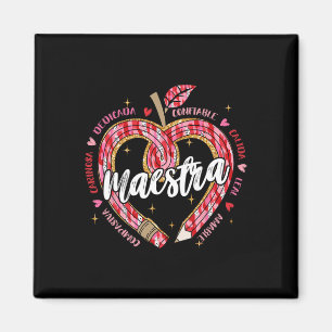 Maestra Pencil Spanish Teacher Bilingual Valentine Magnet