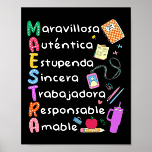 Maestra Spanish Teacher Bilingual Teacher Maestra Poster