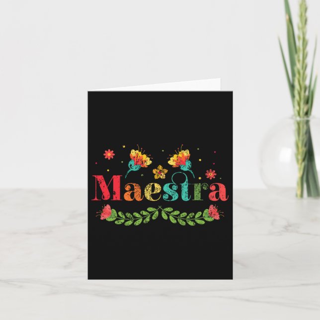 Maestra Spanish Teacher Multilingual Bilingual Tea Card (Front)