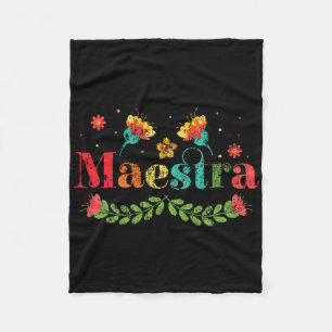Maestra Spanish Teacher Multilingual Bilingual Tea Fleece Blanket