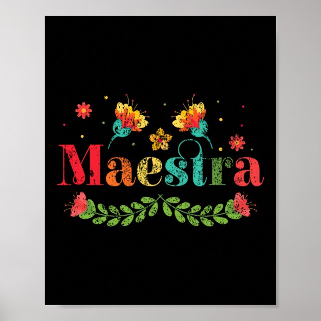 Maestra Spanish Teacher Multilingual Bilingual Tea Poster (Front)