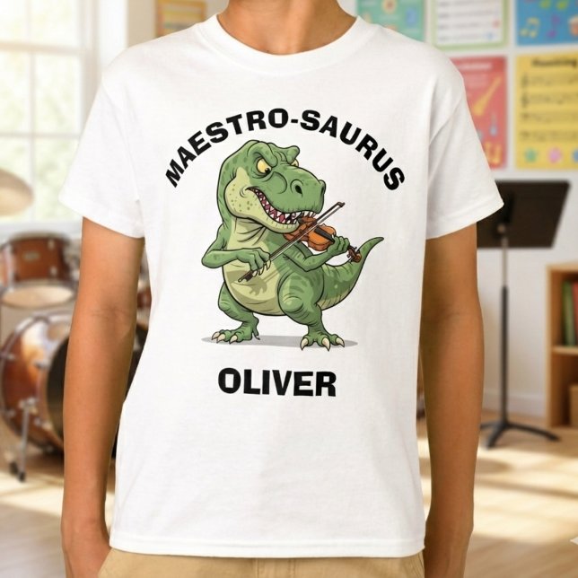 Maestro-Saurus Trex Playing Violin T-Shirt (Creator Uploaded)