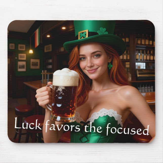 Maeve in Emerald Corset Irish Pub St Patrick's Day Mouse Pad (Front)