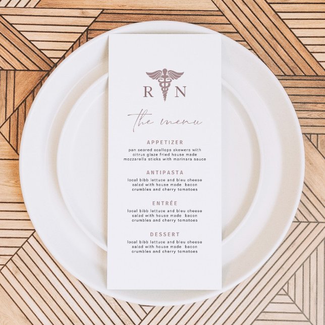 MAEVE Rose Gold RN Nurse Party Menu Card (Creator Uploaded)