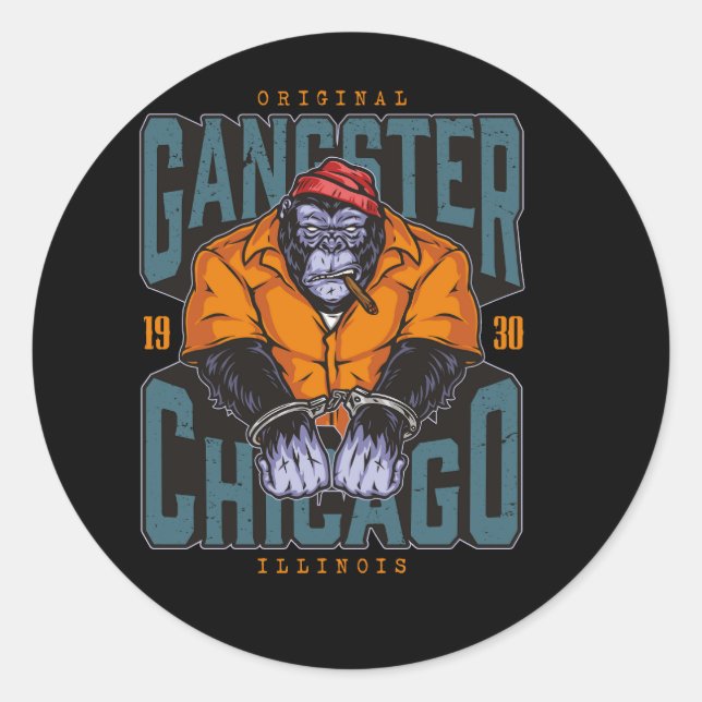 mafia-vintage-colourful-design classic round sticker (Front)