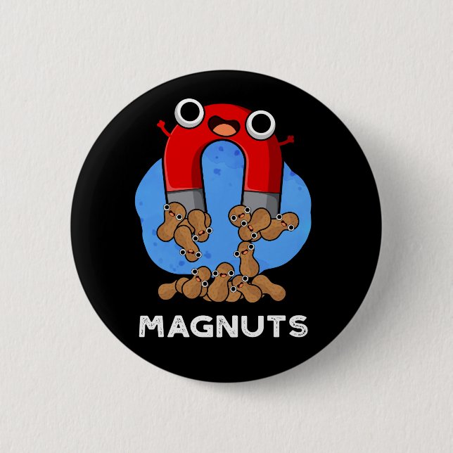 Mag-nuts Funny Magnet Pun Dark BG 6 Cm Round Badge (Front)