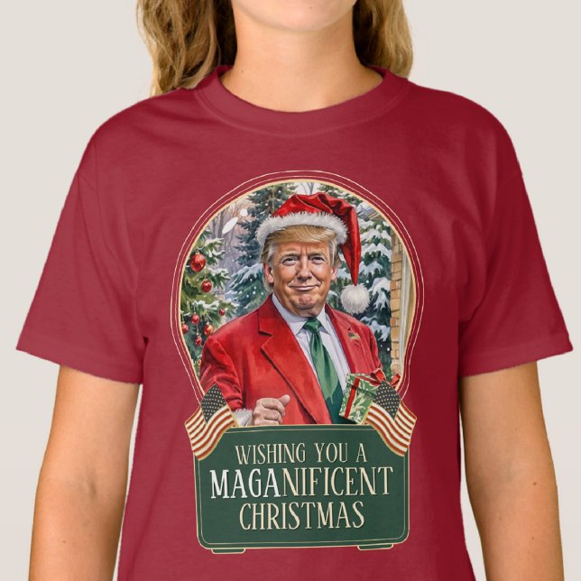 MAGA Christmas Trump Santa Snow Globe Kids T-Shirt (Creator Uploaded)