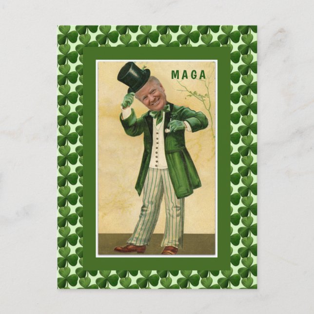 MAGA Donald Trump St. Patrick's Day Shamrocks Postcard (Front)