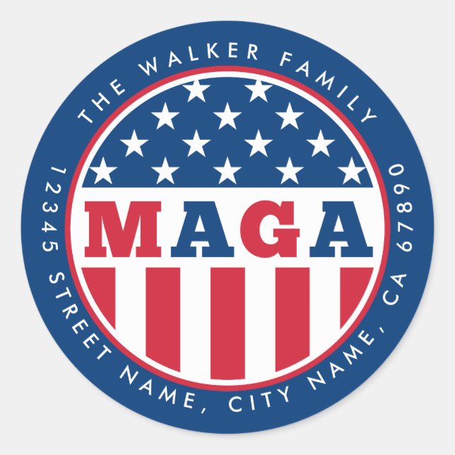 MAGA Personalised Initial Round Stickers (Front)