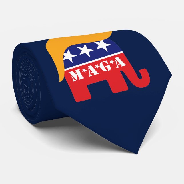 MAGA Re-elect Donald Trump GOP Elephant Hair Logo Tie (Rolled)