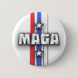 MAGA Stars Stripes Make America Great Again White 6 Cm Round Badge
