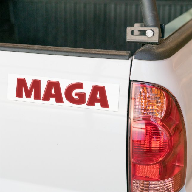 MAGA with red text Bumper Sticker (On Truck)