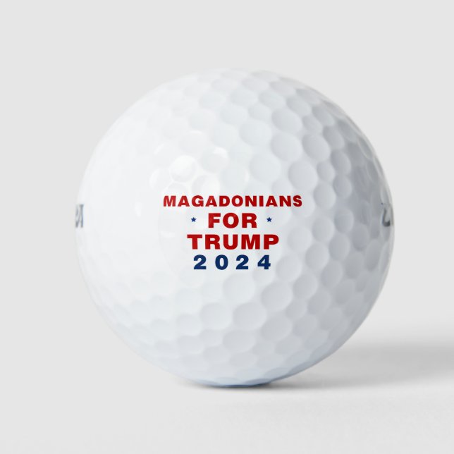 Magadonians For Trump 2024 Red Blue Golf Balls (Front)