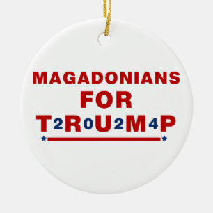 Magadonians For Trump 2024 Red Blue Star Ceramic Tree Decoration