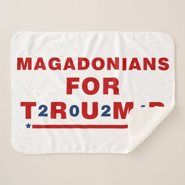 Magadonians For Trump 2024 Red Blue Star Sherpa Blanket (Front (Horizontal))