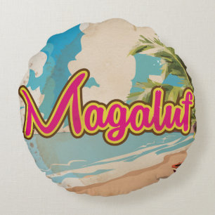 Magaluf Vintage vacation Poster Round Cushion