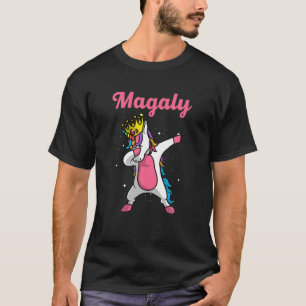 MAGALY Name Personalised Birthday Dabbing Unicorn T-Shirt