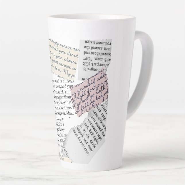 Magazine Aesthetic – Retro Editorial Style Latte Mug (Right Angle)