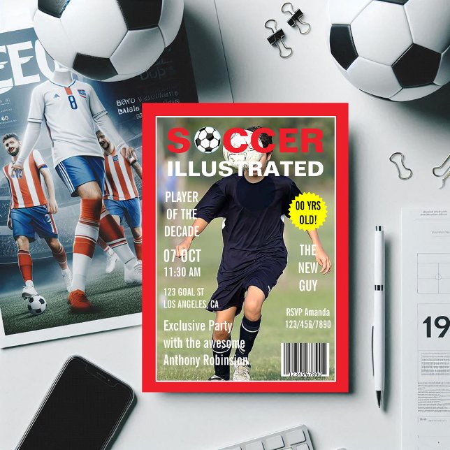 Magazine Celebrity Soccer Birthday Party Photo Invitation (Magazine Celebrity Soccer Birthday Party photo Invitation)