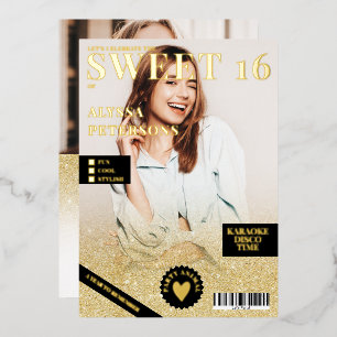 Magazine cover 2 photo gold glitter ombre Sweet 16