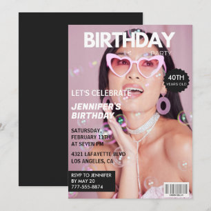 Magazine Cover 40th Birthday Invite Elegant & Chic
