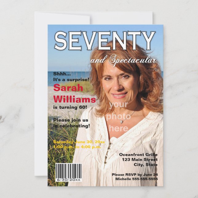 Magazine Cover 70th Birthday Party Invitation (Front)