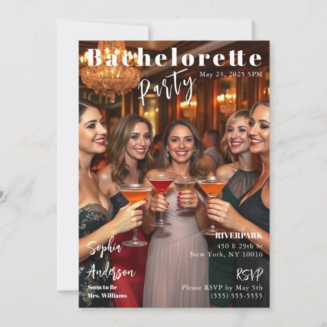 Magazine Cover Bachelorette Invitation (Front)