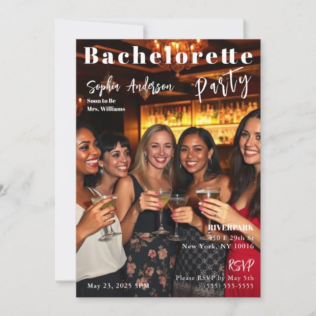 Magazine Cover Bachelorette Invitation (Front)