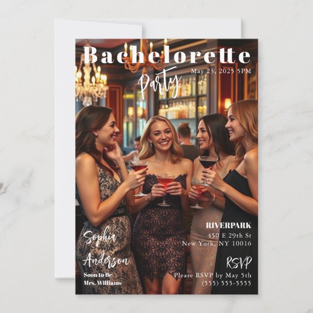 Magazine Cover Bachelorette Invitation (Front)