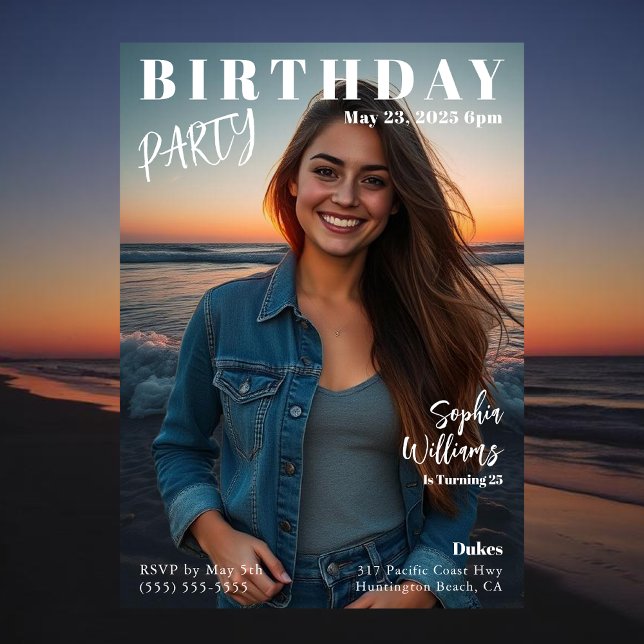 Magazine Cover Beach Birthday Invitation (Magazine Cover Beach Birthday Invitation)