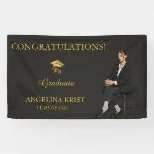 Magazine Cover Black Gold Graduation Party Banner