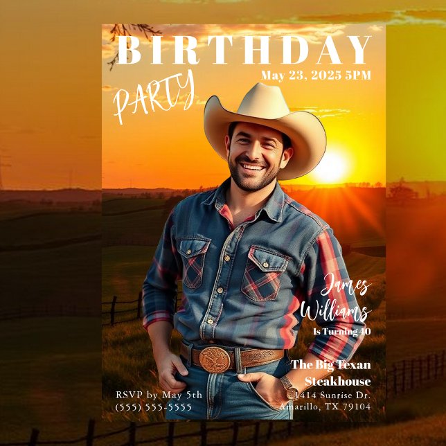 Magazine Cover Country Birthday Invitation (Magazine Cover Country Birthday Invitation-For Men)