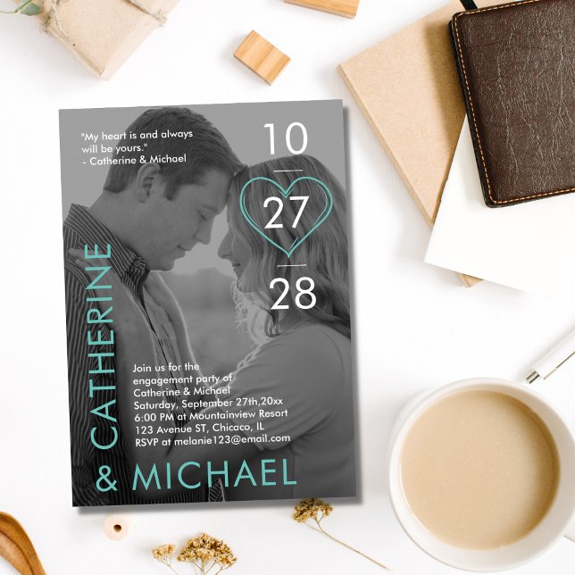 Magazine Cover Dark Photo Modern Minimalist Green Invitation (Creator Uploaded)