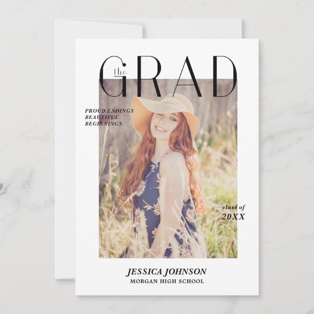 Magazine Cover Graduation Announcement Photo Card (Front)