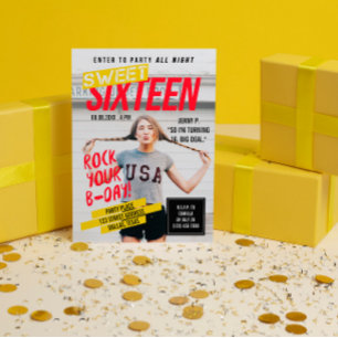 Magazine Cover Look   Sweet Sixteen Party Invitation