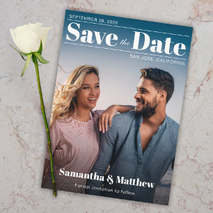 Magazine Cover Modern White Typography Photo Save The Date