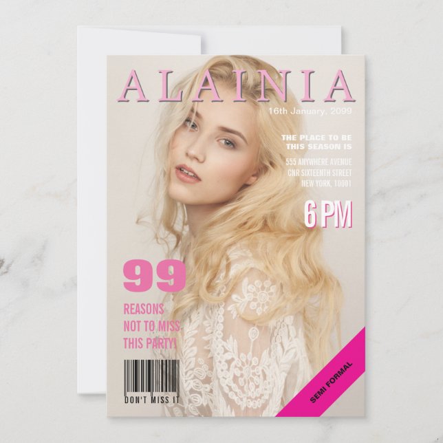 Magazine Cover Party Event Photo Invite (Front)
