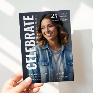 Magazine Cover Photo 25th Birthday Celebration  Invitation